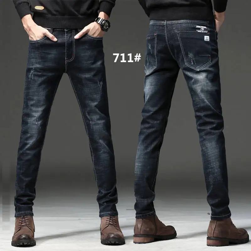 Autumn Men's Jeans Men's Slim and Small Feet Winter Style Thickening Winter Jeans Winter Pants Men's Wear hip hop