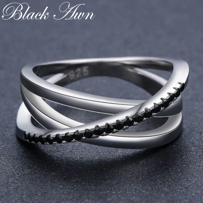 [BLACK AWN] 925 пробы серебряные ювелирные изделия обручальные кольца для женщин кольцо на палец с отверстиями Femme Bijoux Bague G006