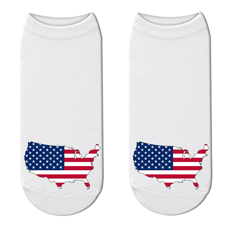 1 пара хлопковых женских носков с объемным рисунком карты, флага, забавные зимние модные женские Носки с рисунком страны, носки для России, Франции, США