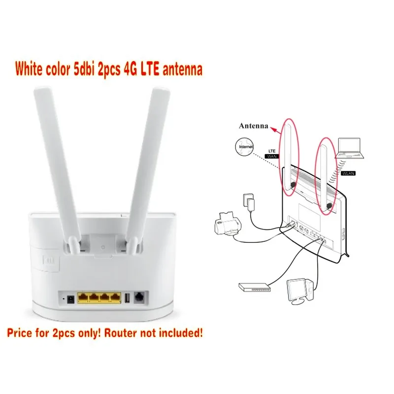 Лот 1000 пар B593 b890 b880 b525 5DBI SMA Мужской 4 г LTE маршрутизатор антенны (белый и черный)