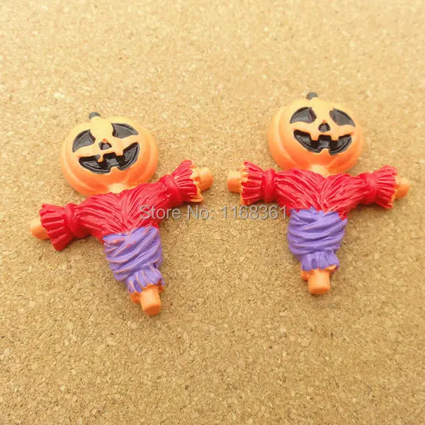 1pcs/lot resin flat back Halloween red scarecrow Pumpkin cartoon 34mm Cabochons Hair Bow Center DIY Christmas decration C115-5