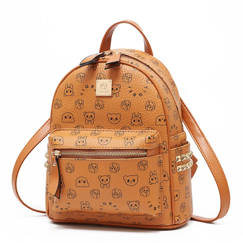 

Lovely Printing PU Leather Women Backpack Retro Female Bag Schoolbags Girl High Quality Travel Books Shoulder Bags