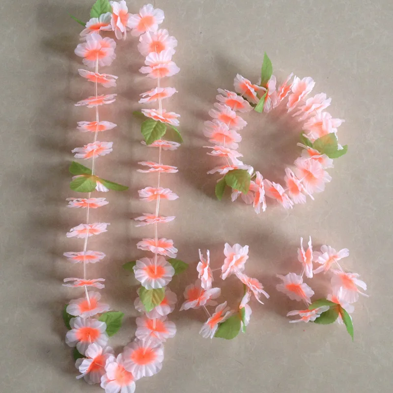 

24pcs Hawaii Wreaths Headband Simulated Flower Necklace Headband Neck Ring for Party Home Decoration FK88