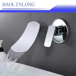 BAOLINLONG в стене Стиль из нержавеющей стали Смесители для ванной комнаты тщеславия судно тонет смеситель водопад кран