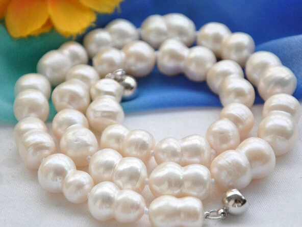 

huij 004504 Huge 17mm white double freshwater pearl necklace 17inch