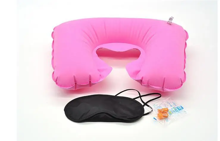 3 шт. в комплекте подушки для путешествий, воздушная подушка+ очки+ беруши набор подушек - Цвет: pink