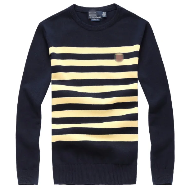 Men's round neck cotton sweaters long-sleeved striped sweater(M400) | Мужская одежда