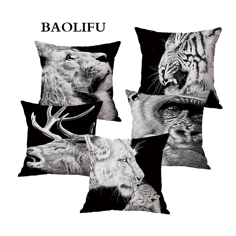 BAOLIFU Animal Cushion Cover Tiger elephants lion Pillow Covers Thin Linen Pillow Cases 45X45cm Bedroom Sofa Decoration A130 BAOLIFU Animal Cushion Cover Tiger elephants lion Pillow Covers Thin Linen Pillow Cases 45X45cm Bedroom Sofa Decoration A130