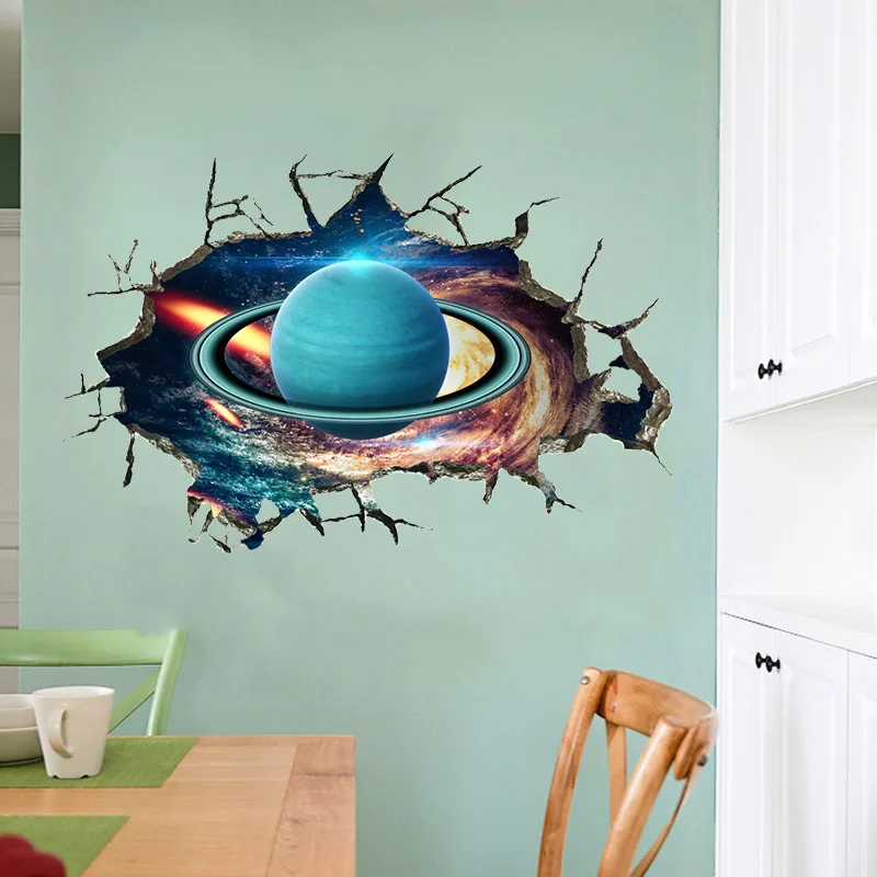 3D кирпичная стена Млечный Путь планета Наклейка на стену для детей мальчик комната Домашний декор космическое пространство галактика искусство Фреска пол потолок наклейки на стены