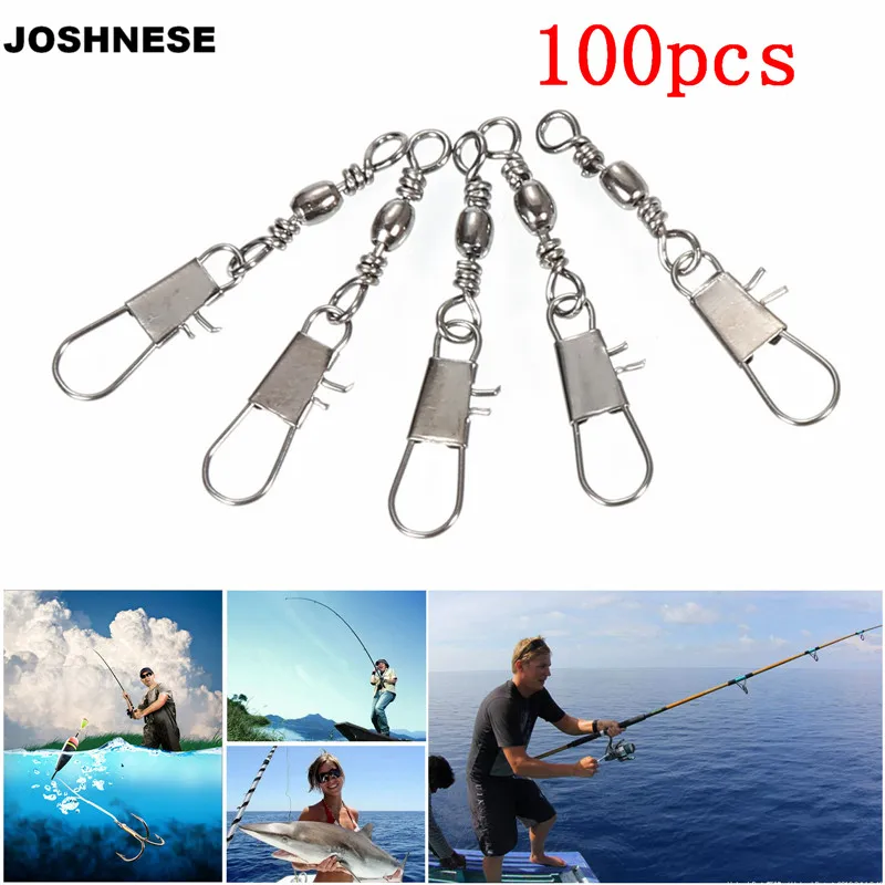 

New 100pcs/lot Brass Barrel Swivel Fishing Line Connector Solid Fishing Swivel Rings Interlock Snap Fishhooks Accessories