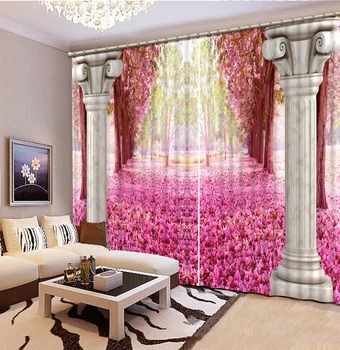 

Decoration curtains pink curtains Luxury Blackout 3D Window Curtains For Living Room Bedroom Customized size