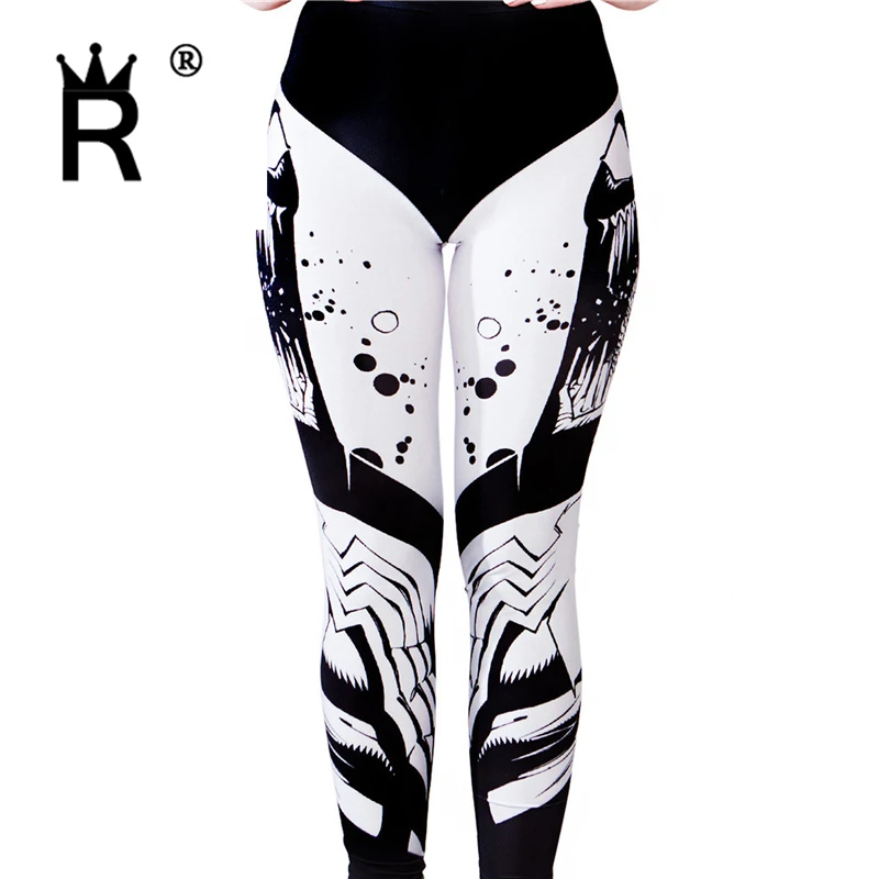 High waist Black and White leggins Print women leggings 1333women