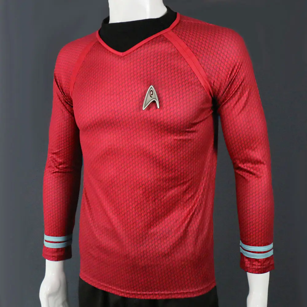 Startreks в темноте капитан Кирк костюм для косплея форме рубашки красная версия