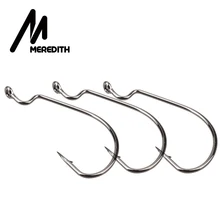 MEREDITH, 50 шт./лот, рыболовные мягкие крючки для Червяков, Высокоуглеродистая сталь, широкий супер замок, рыболовные крючки, приманка, мягкие крючки, 8#-5/0, рыболовные снасти