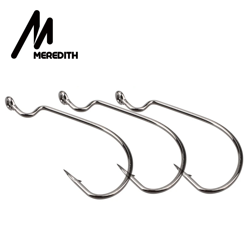MEREDITH 50pcs/lot Fishing Soft Worm Hooks High Carbon Steel Wide Super Lock Fishhooks Lure Softjerk Hooks 8#-5/0 Fishing Tackle