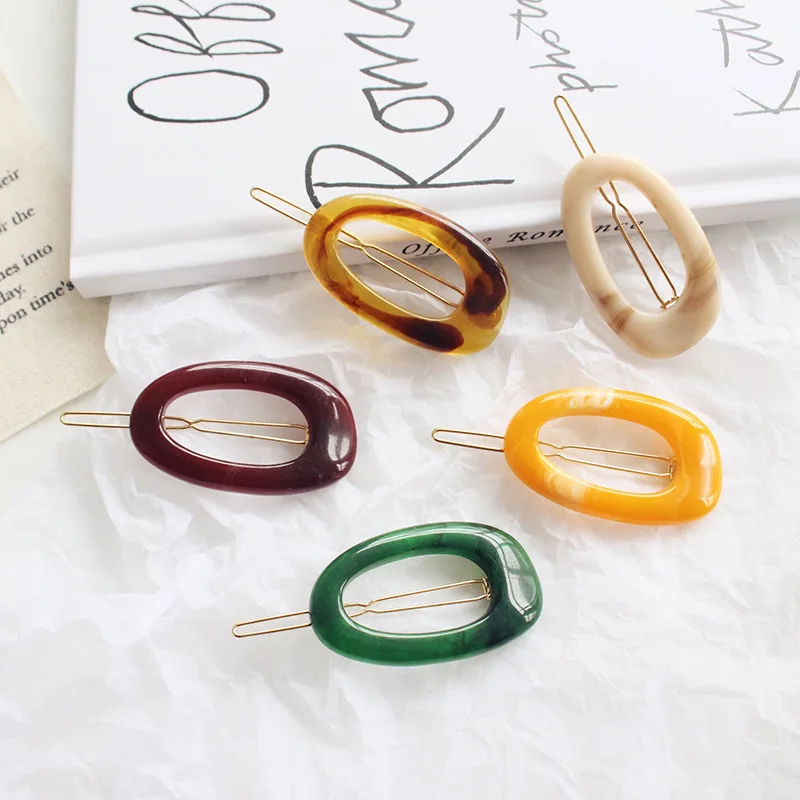 

Resin Geometric Ring Hairpin Solid Hair Clips For Girls Women Headwear Hair Barrettes Hair Accessories Headdress