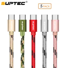 SUPTEC 5 шт. в упаковке usb type-C кабель 2 м 3 м для samsung S9 S8 Note 9 2.4A зарядное устройство Быстрая зарядка type-C кабель для huawei Xiaomi Oneplus