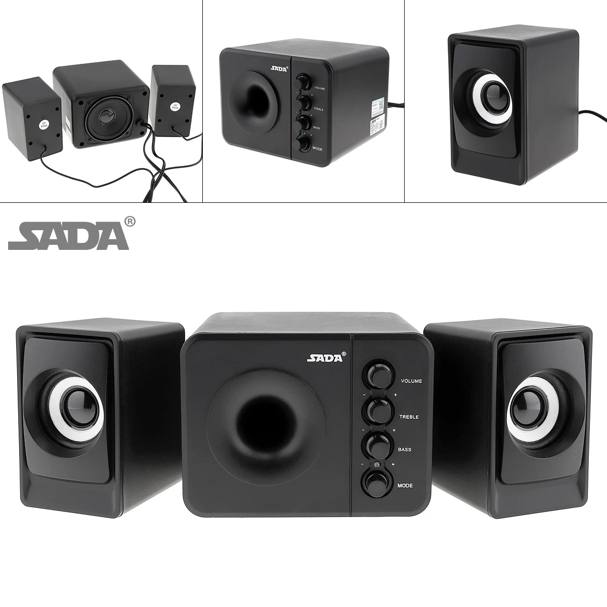 

SADA D-205 Portable Bluetooth 3W USB2.0 Subwoofer Combination Speakers with 3.5mm Audio Plug and USB Power Plug for PC