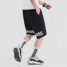 Мужские Шорты тренировочные штаны в стиле хип-хоп Уличная одежда из хлопка мужские бермуды M-5XL свободные большого размера с эластичной мужские шорты для тренировок
