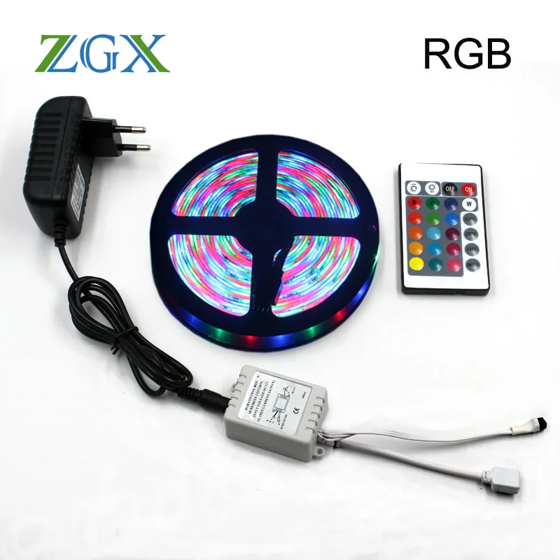 SMD 2835 RGB Светодиодные ленты лампы 5 м 10 м 15 м 60LED/M Декор светодиодные Клейкие ленты света не водонепроницаемый диод ленты 24 К контроллер DC12V адаптер Комплект