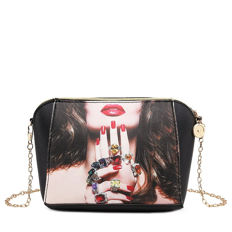 

Women Bag 2018 Diamond Rings Printed Shoulder Big Bags Fashion Large Travel Bags Women Brand Luxury Chain Handbags