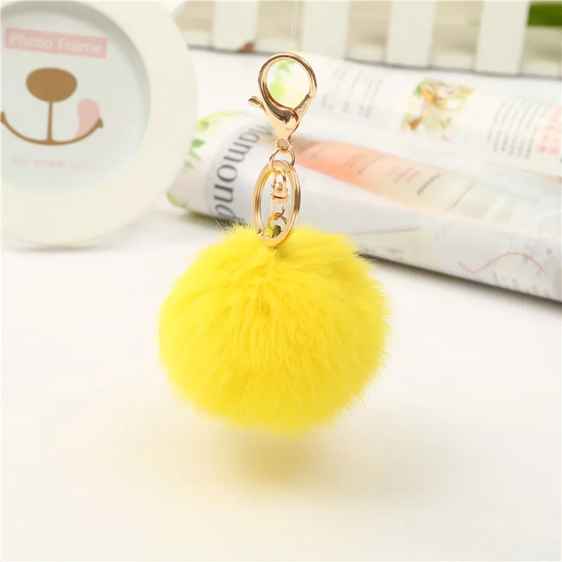 

CHICDREAM 8CM Genuine Rabbit Fur Ball Keychain Gift Keyrings Pom Pom Keychains For Keys bag Pendant Chaveiro Keyring Holder 2017