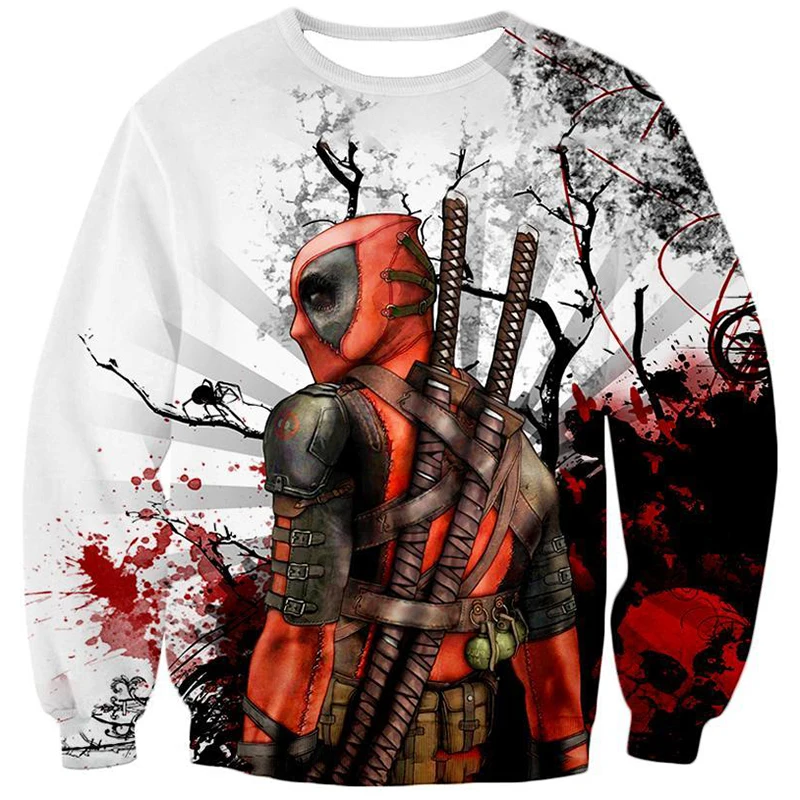 

Cloudstyle 2019 Ink Painting Deadpool Sweatshirt Men 3D Printed Comic Casual Sweatshirt Male Streetwear Asian Size Plus 5XL