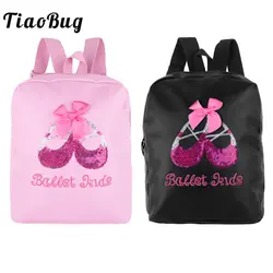 TiaoBug дети Искусственная кожа балетки сумка для дискотеки школьников рюкзак пайетками вышивки обуви девушки тренажерный зал балетки рюкзак