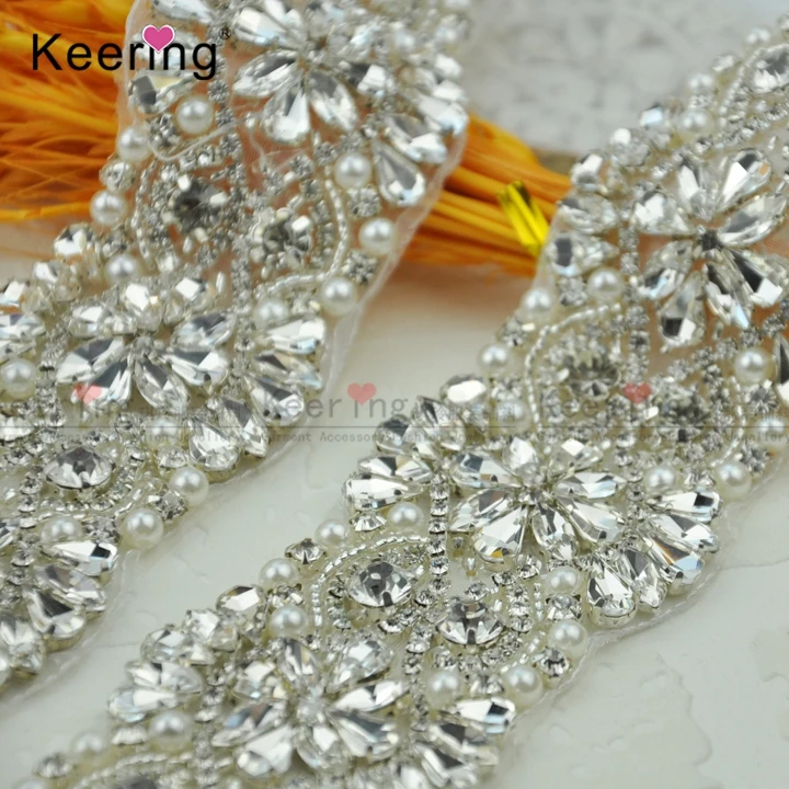 

Keering Fancy Handmade Rhinestone Beaded Bridal Trims WRA-584