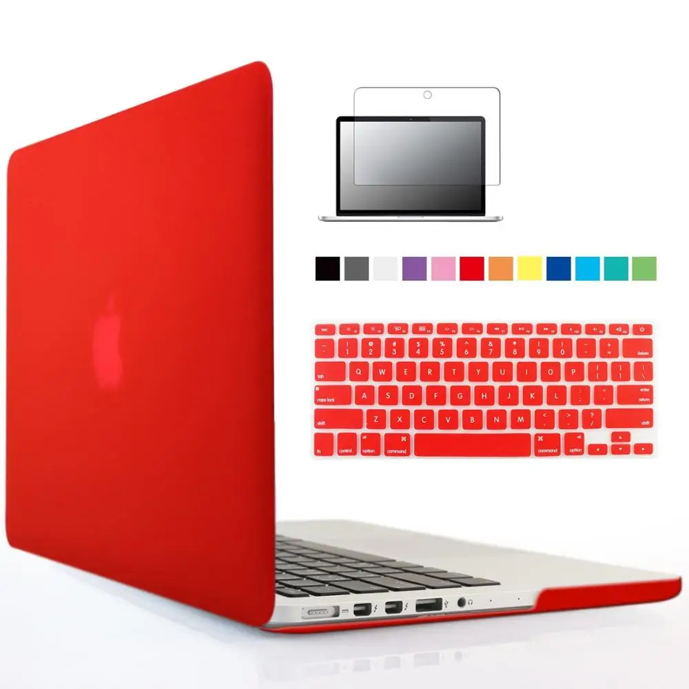 RYGOU прорезиненный матовый кристально чистый жесткий чехол для Macbook Pro 15 с CD-ROM A1286 или Mac Book Pro retina 15,4 дюймов A1398 чехол - Цвет: Matte red