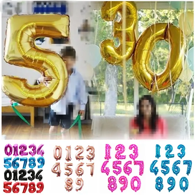 32 40 inch Large Number Foil Balloon Rose Gold Silver Big Number Balloons Birthday Party Decoration Wedding Inflatable Air Ball
