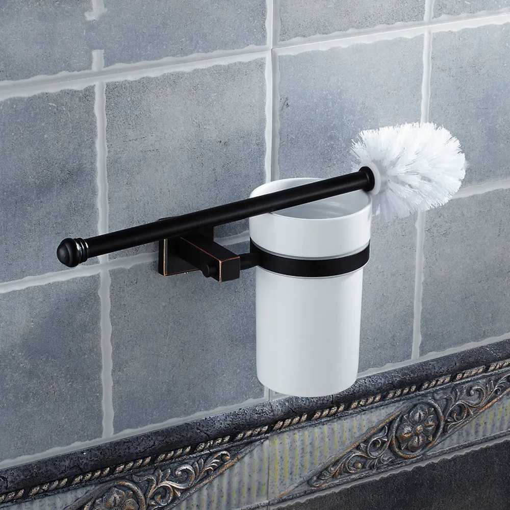 

Black antique toilet brush holder set European copper toilet cup Bathroom toilet rack bathroom bathroom accessories lo81250