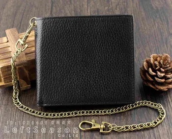 

Cool Real Leather Chain Wallet Zipper Coin Card Holder Purse