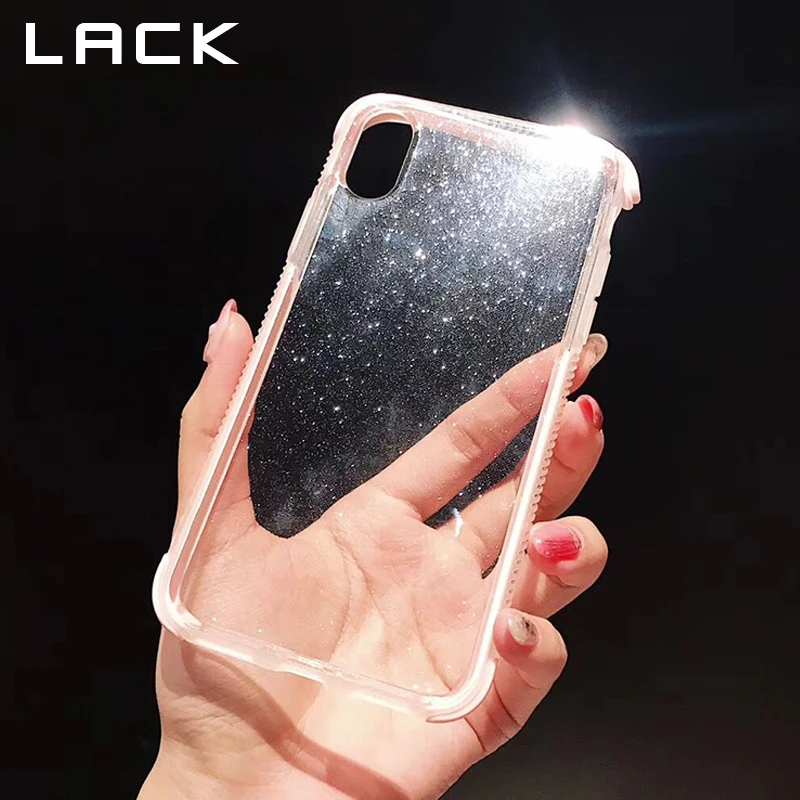 LACK Glitter Bling Anti knock Phone Case For iPhone X XS XR XS Max 6 6S 7 8 Plus Fashion Clear Back Cover Candy Color Cases