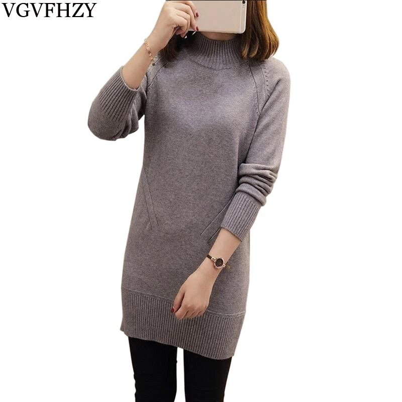 Women Sweaters Pullovers Turtleneck Long Sleeve Sweater Dress 2018
