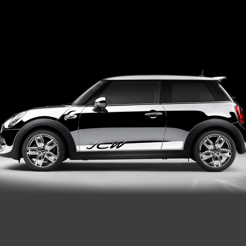 سيارة التصميم الباب الجانب سباق شريط تنورة الجسم ملصقات مصورة ل BMW ميني جون كوبر يعمل F56 JCW 2014-2015 اكسسوارات