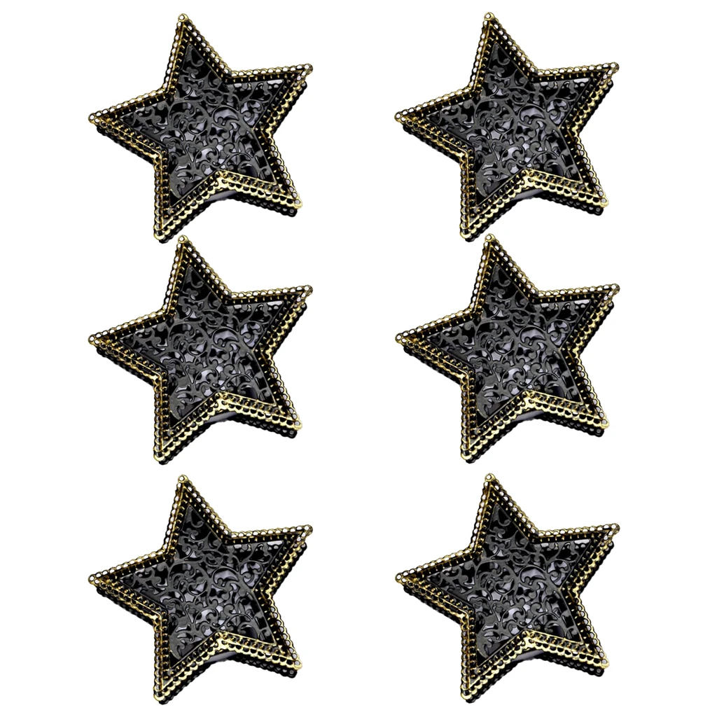 6Pcs 3D Hollow Iron Star Moroccan Mood Tea Light Candlestick Candle Holder Home Shop Bar Cafe Party Garden Lantern