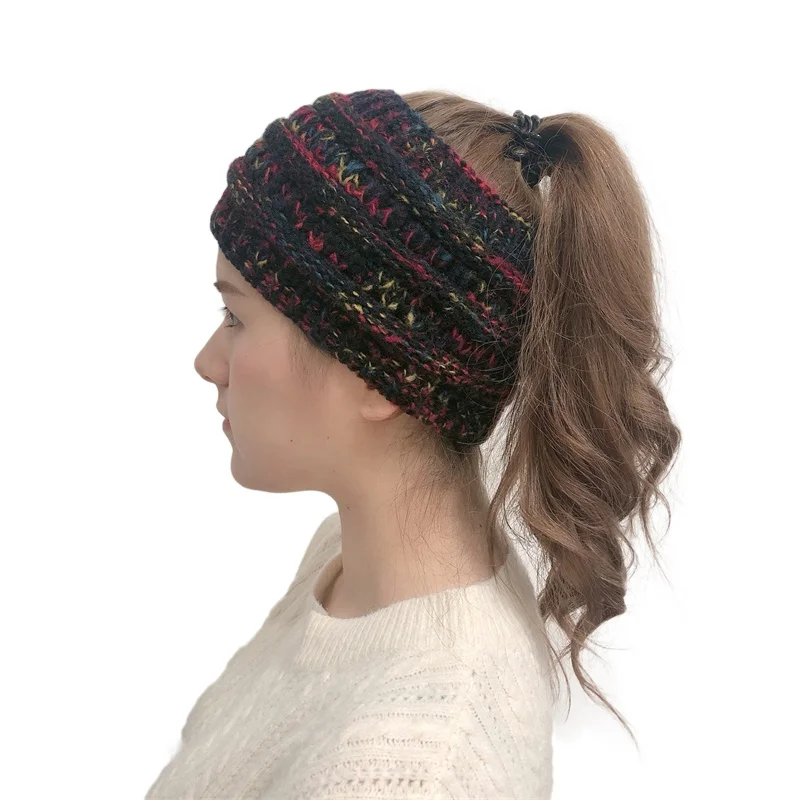 New Headwear Knitted Crochet Headband Turban Winter Ear Warmer Headwrap Elastic Hair Band for Women's Wide Hair Accessories