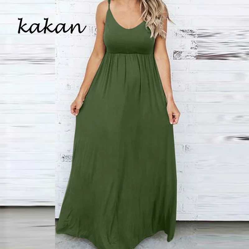 Kakan 2019 летнее Новое Женское платье эластичный пояс однотонное без бретелек