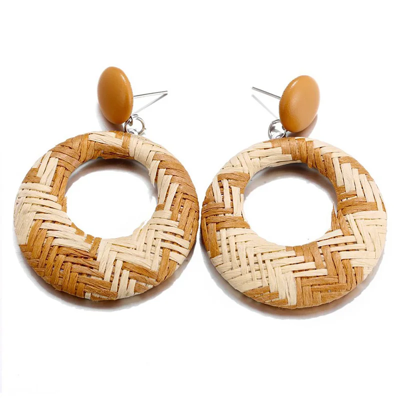 

Cute Round Circle Stud Earrings For Women Temperament Double Openwork Braided Circle Ethnic Style Stud Earrings Gift For Friend