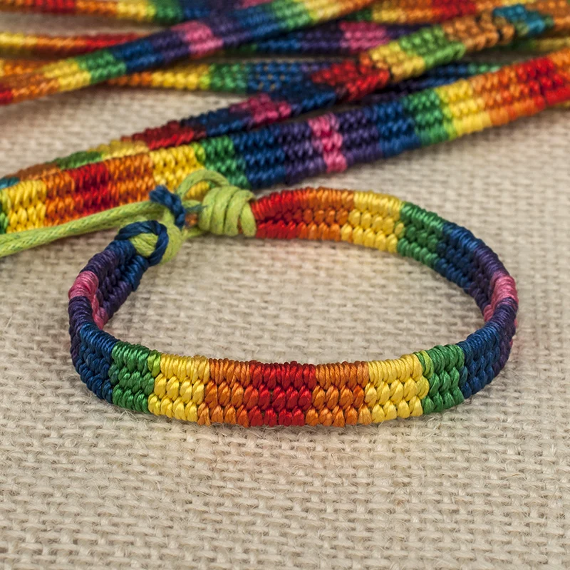 

ABL267(1), Thick Brazilian Nepal Rainbow Lesbian LGBT Pride Gay Pride Woven Braided Rope String Strand Friendship Bracelet