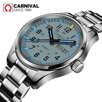 

Carnival sapphire tritium light watch men military diving waterproof Famous Brand watches tritium luminous Double calendar reloj