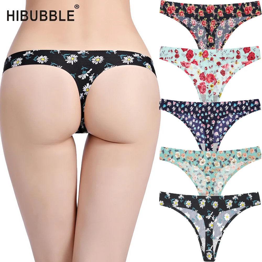 Женские Бесшовные трусики стринги HIBUBBLE нижнее белье из дышащей сетки с цветочным