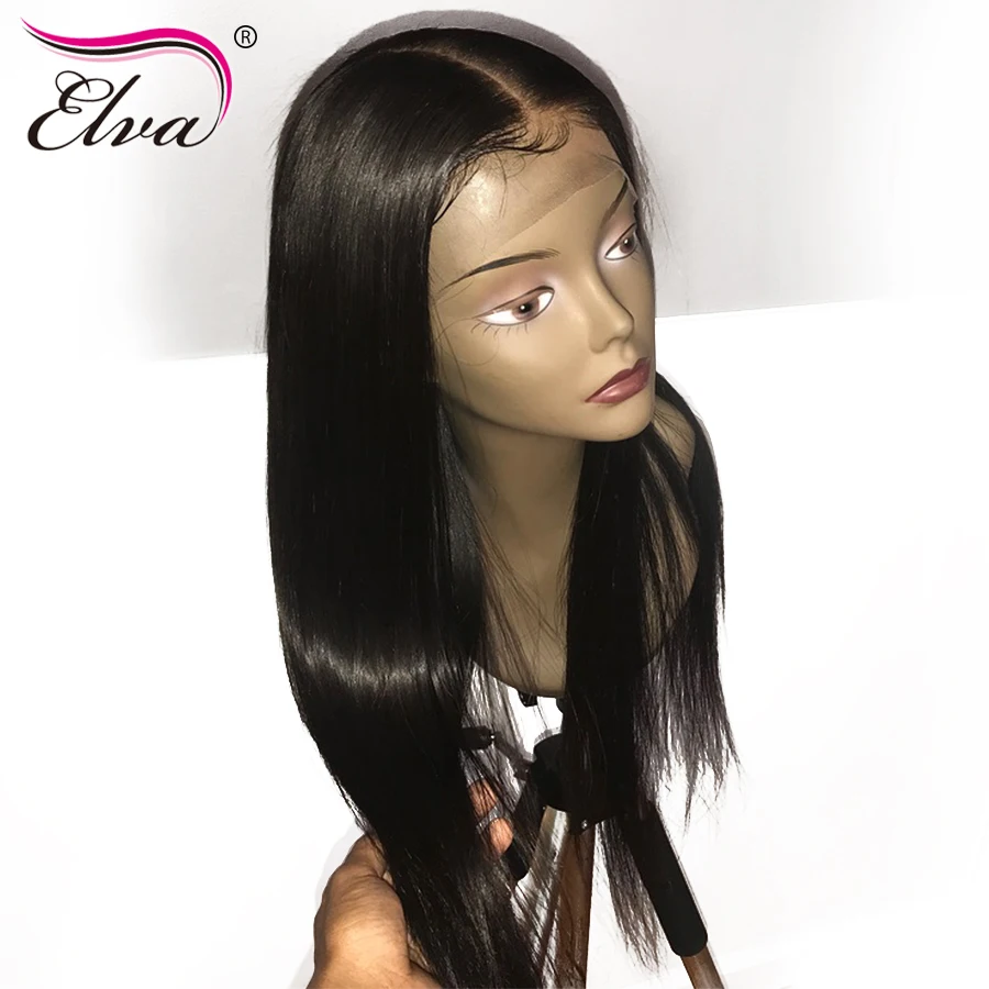 

Silk Base Lace Front Human Hair Wigs With Baby Hair Brazilian Remy Hair Wig Straight Silk Top Wig Pre Plucked Hidden Knots Elva