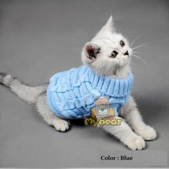 Свитер для собаки для кошки, Сфинкс, пальто для кошки, Spagetti, теплый, Осень-зима, джемпер для питомцев, одежда для кошек, маленьких собак, домашних животных - Цвет: Blue