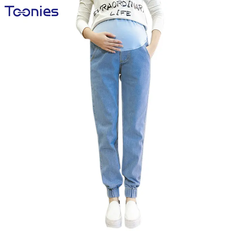 Maternity Loose Jeans Harem Pants Comfort Abdominal Pregnant Trousers