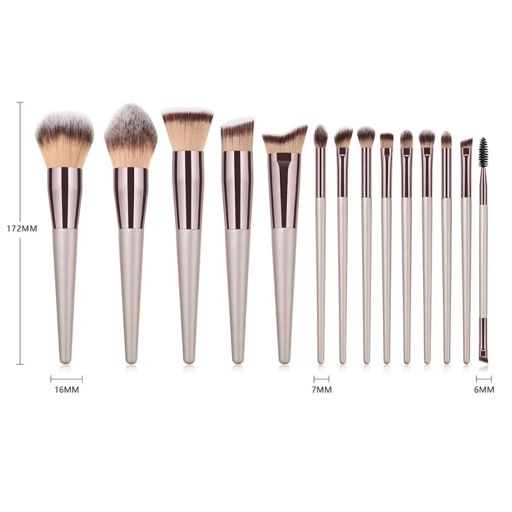 

14PCS Wooden Foundation Cosmetic Eyebrow Eyeshadow Makeup Brushes Professional Natural Hair Soft Makeup Brush Sets Tools