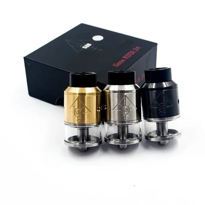GOON 528 RDTA 24mm Atomizer clone Adjustable Top Airflow PEEK Insulators Fit 510 e cigarette box