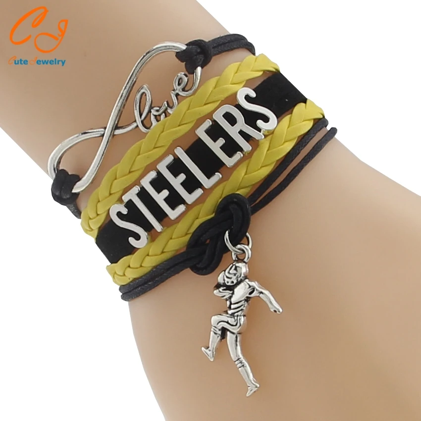 Buy Infinity Love Steelers Football Team Bracelet Customize Pittsburgh black