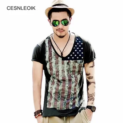 

New Retro Mens Summer Tops Tees Short Sleeve t shirt Man,Men's T-shirt men's brand fashion V neck T shirt men YT013